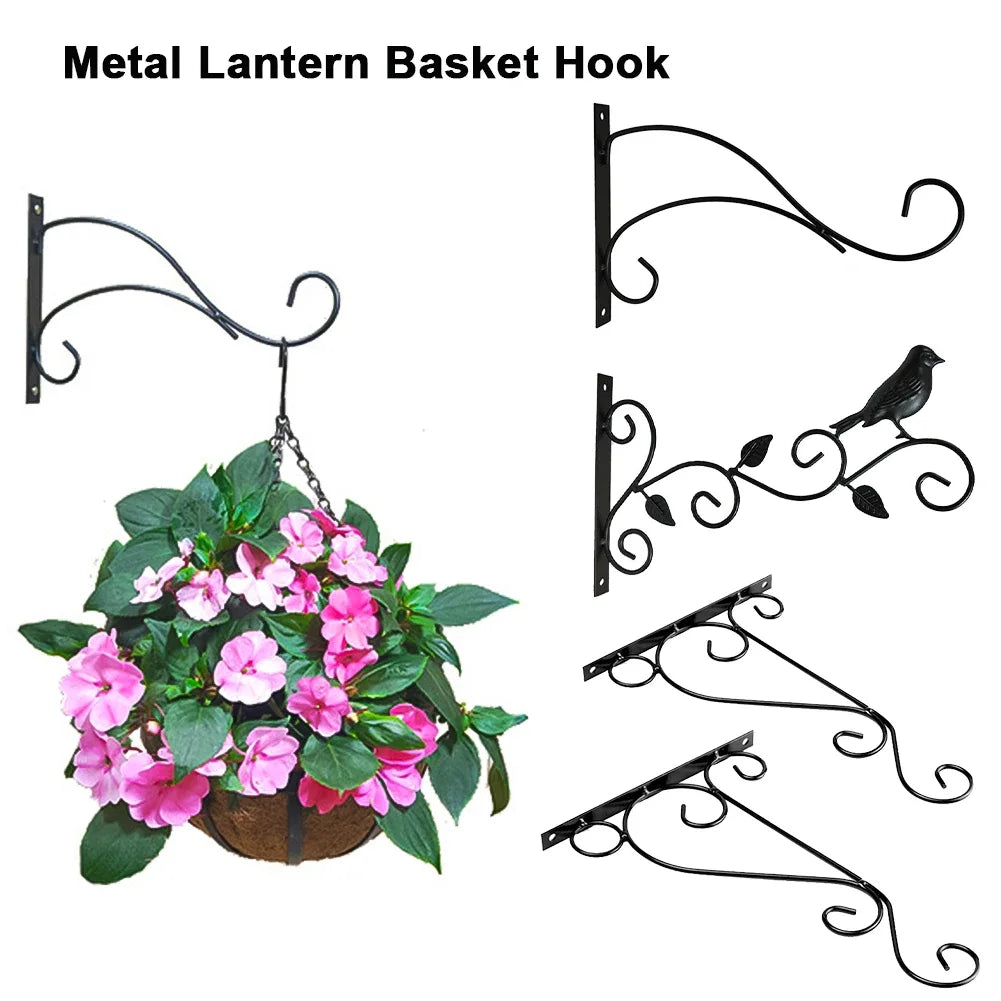 Hanging Bracket Hooks Hanger Wall Bird Flower Garden Pot Basket Planter Lantern Metal Feeder Chime Wind Mount Hook HIP