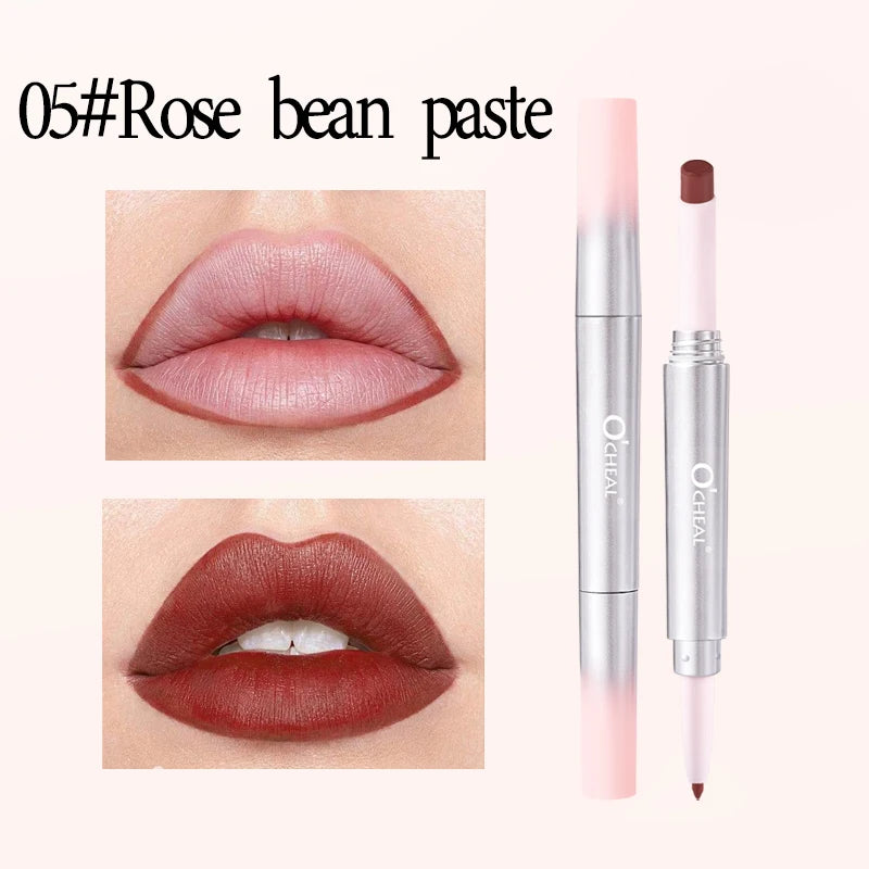 OCHEAL 2-in-1 Matte Lip Liner & Lipstick Pen | Long-Lasting Lip Liner Lipstick HIP 05 Rose bean paste Full Size