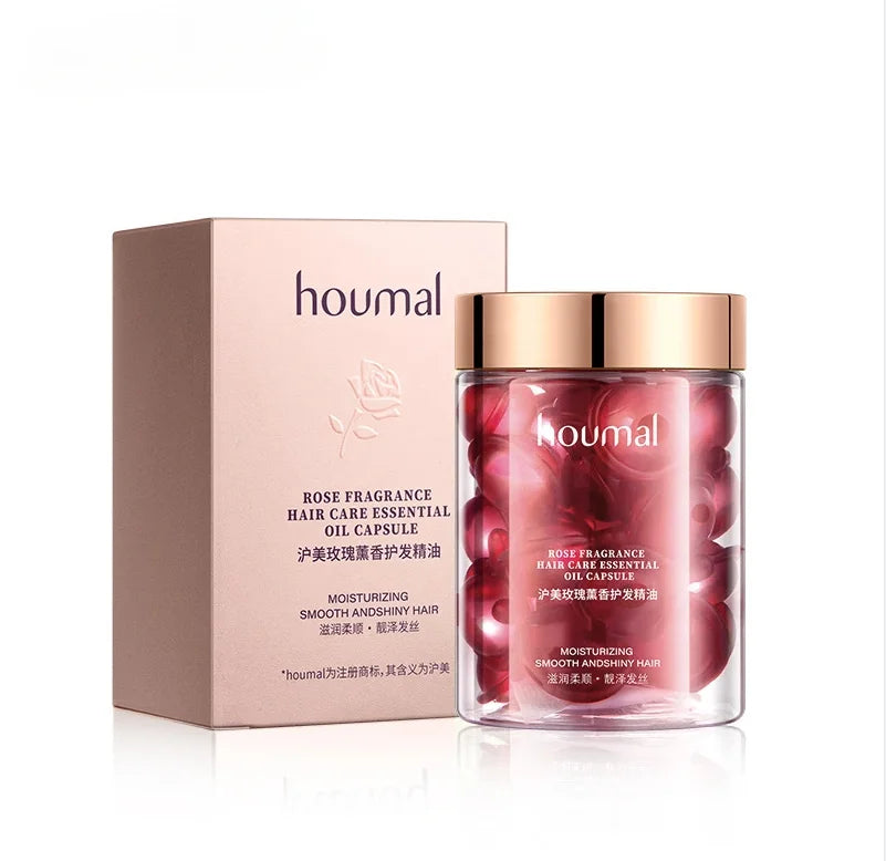 30pcs Rose Essential Oil Capsules Supple Dry Hair Keratin Plant Complex Oil Dry Damaged Hair Repair Female Hair Care Products HIP 30PCS