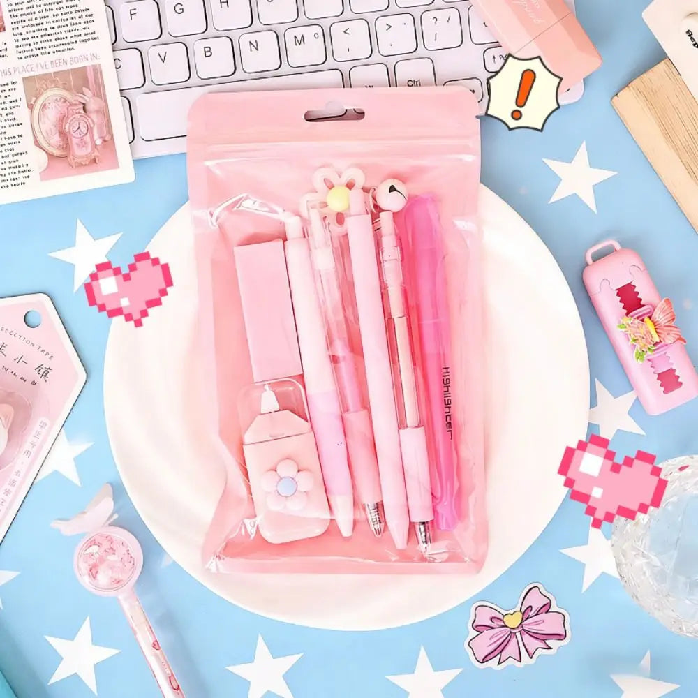 8-in-1 Flower Stationery Set – Gel Pen, Pencil, Eraser & More Student Stationery Set HIP