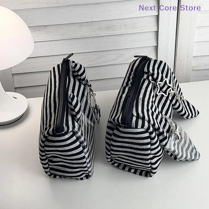 Striped Devil Horn Pencil Case – Large Capacity Pouch 2-Pc Pencil Case Set HIP