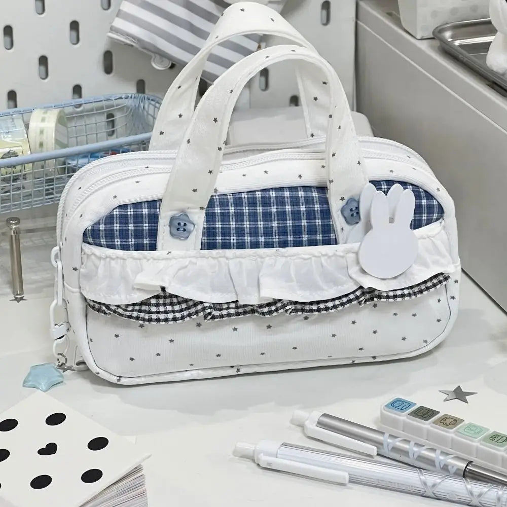Korean Plaid Star Pencil Case – Large Capacity Itabag Pouch Pencil Case Pouch HIP