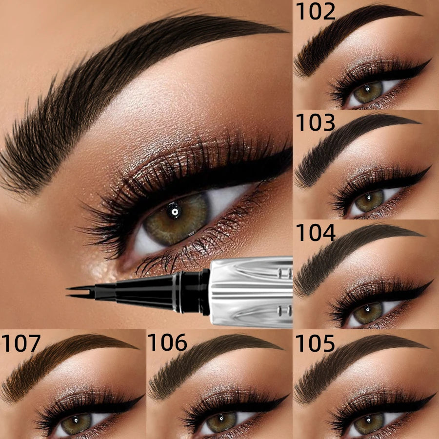 2 Fork Microblading Eyebrow Pencil, Non-Smudged High Pigmented Easy Applying Liquid 8 Colors Eyebrow Pen Makeup Eyeliner Gifts HIP