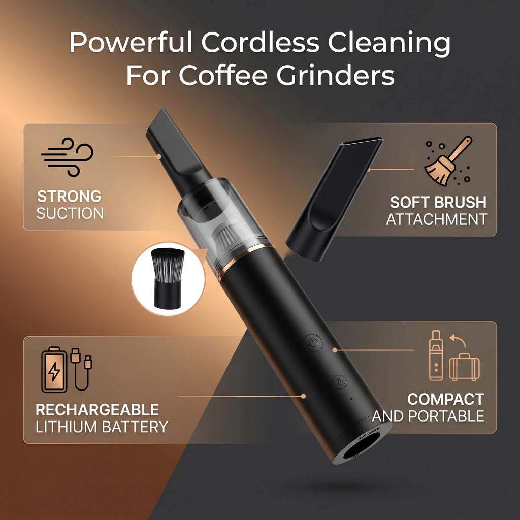 Mini Coffee Grinder Vacuum Cleaner Handheld Cordless Rechargable Soft Brush Coffee Powder Cleaner for Home Travel Use HIP