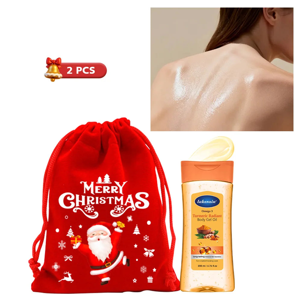 Christmas Gift Body Oil Turmeric Cocoa Glow Body Gel Oil With Applicator Glove Vitamin C Vitamin B3 Moisturizing Smoothing HIP set 3