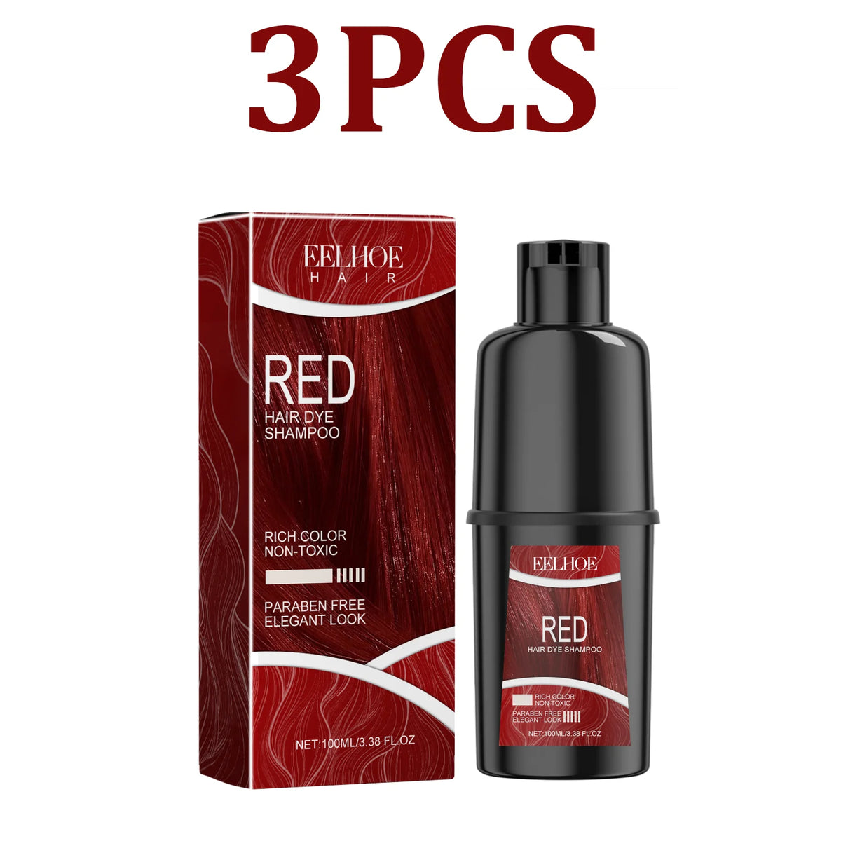 Red Herbal Hair Color Shampoo – Gray Coverage & Nourishing Hair Color Shampoo HIP 3PCS
