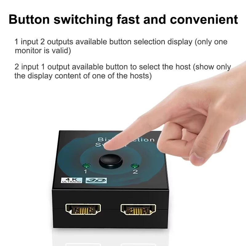 Bidirectional HDMI Splitter 2-in-1 Out 4K Switch Adapter HDMI Splitter Switch HIP