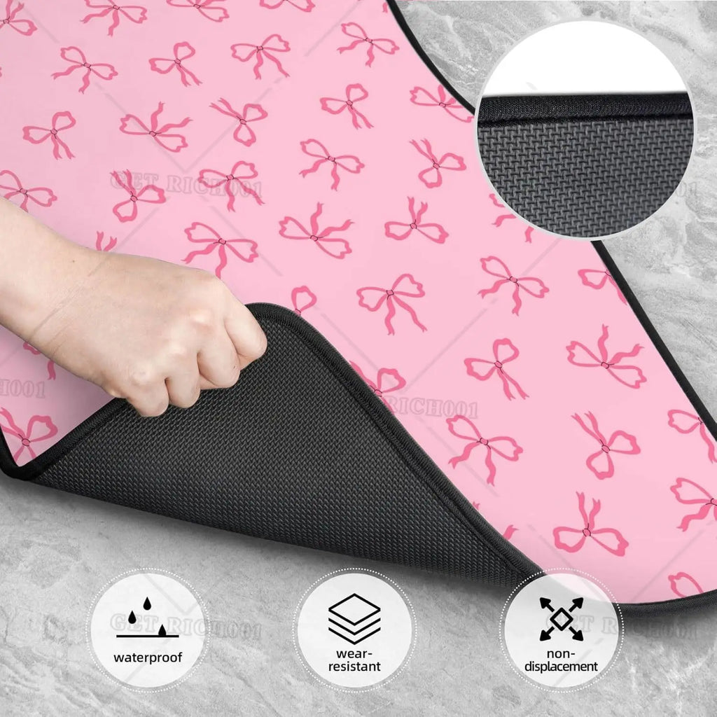 Pink Bows Rubber Car Floor Mats – All-Weather 4-Piece Set Car Floor Mats HIP