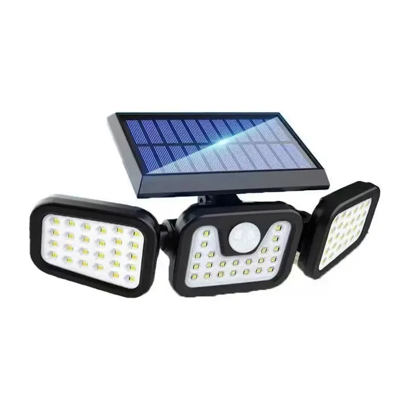Led Solar Light Outdoor Motion Sensor Human Body Sensing Adjustable Head Ip65 Waterproof Solar Three Head Wall Lamp Garden HIP WHITE