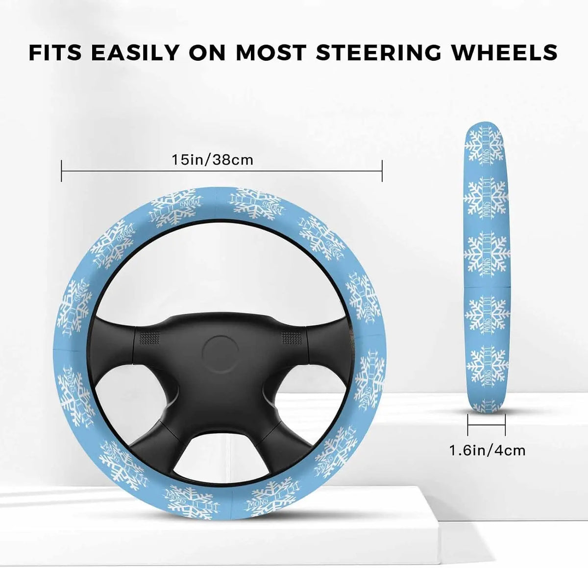 Christmas Snowflake Steering Wheel Cover – Blue Winter Design Steering Wheel Cover HIP