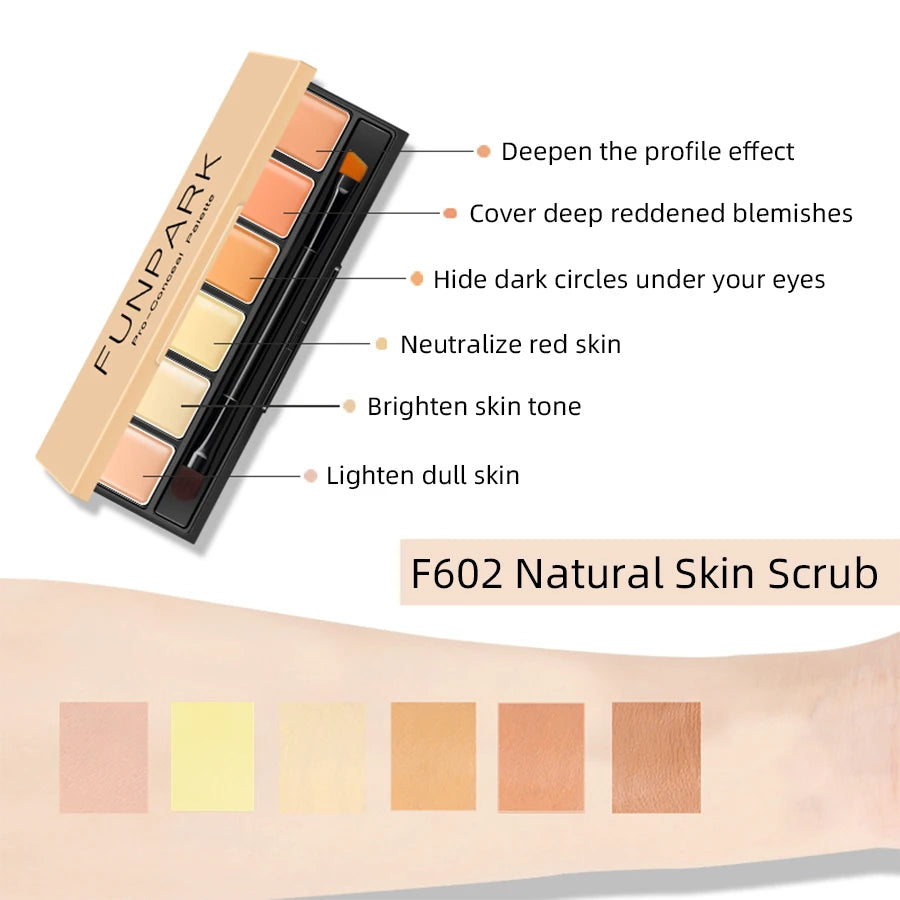 6-color Concealer Blush Palette Cream Matte Highight Contour Makeup Eyeshadow Base Palette with Brush Covering For Dark Circles HIP
