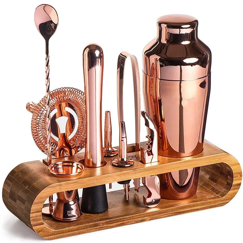 10-Piece Cocktail Bar Set & Mixology Kit with Bamboo Stand Cocktail Bar Set HIP