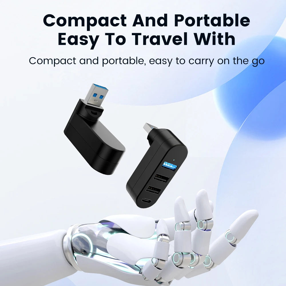 4-Port USB 3.0 Hub with Type-C – Fast Data Transfer Splitter USB Hub Splitter HIP