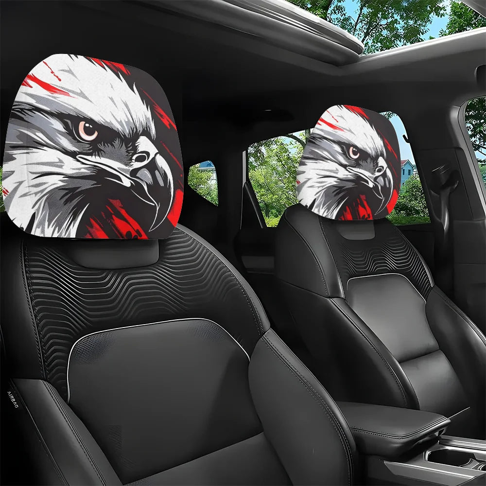Bold Eagle Print Car Headrest Covers – Universal Set of 2 Car Headrest Covers HIP