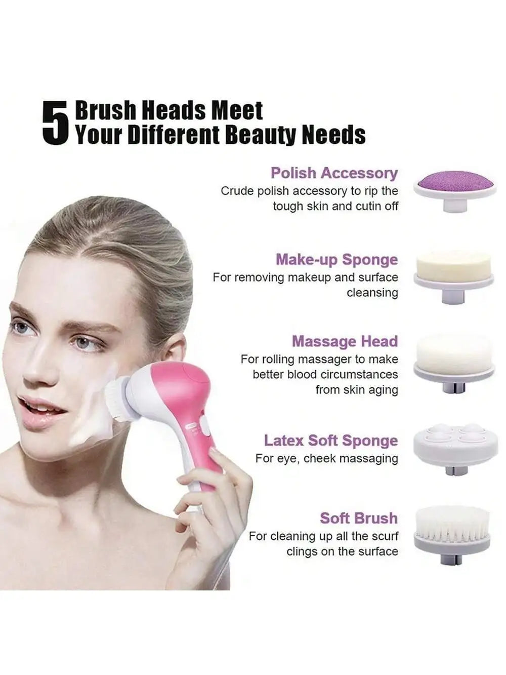 5-in-1 Electric Facial Cleansing Brush & Skin Massager Facial Cleansing Device HIP