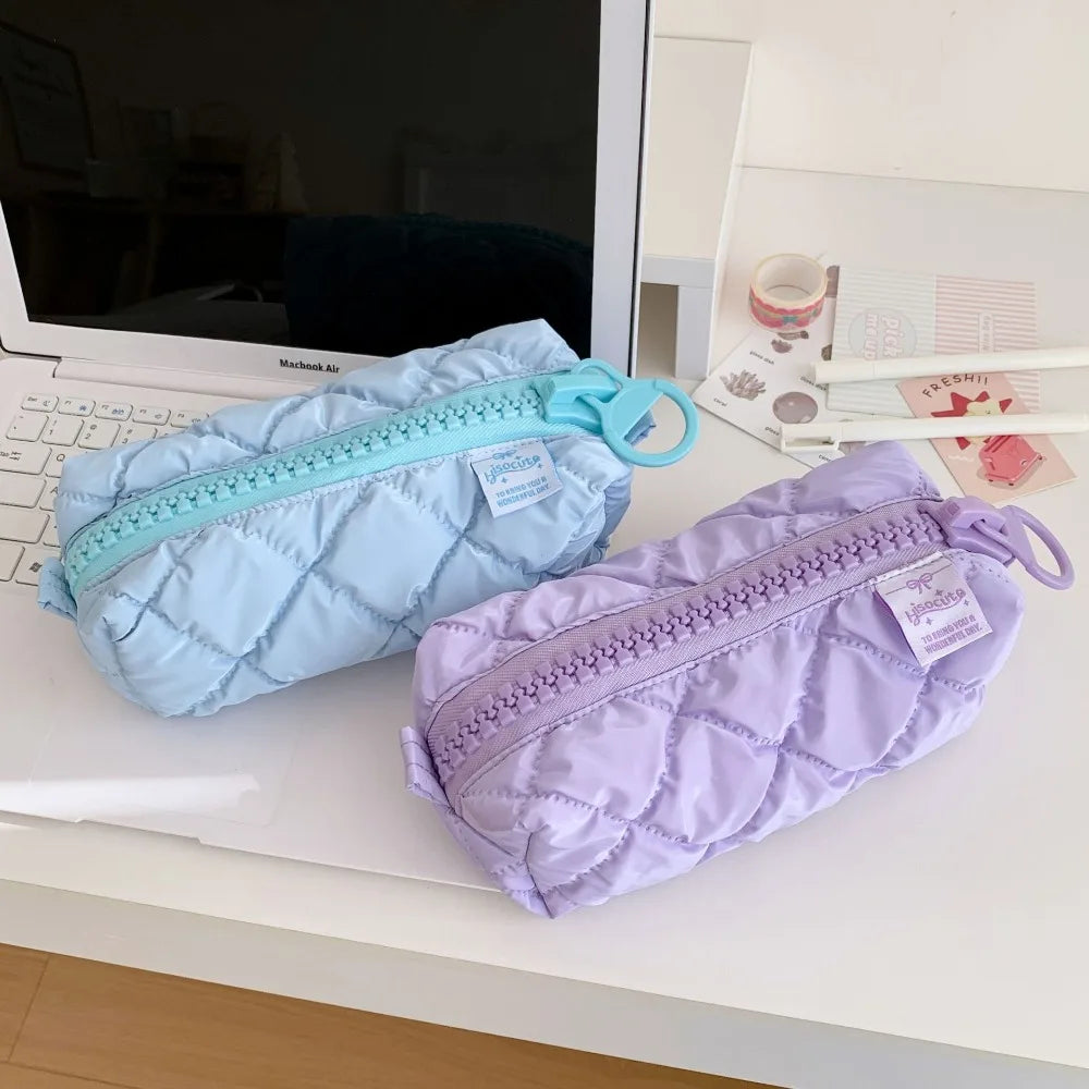 Candy Color Large Zipper Pencil Bag – Polyester Cosmetic Case Zipper Pencil Case HIP