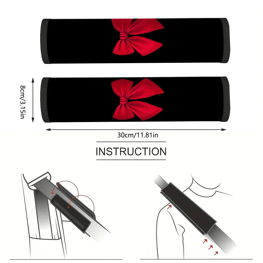 2-Pack Red Bow Car Seat Belt Covers – Cute Car Accessory Seat Belt Cover HIP