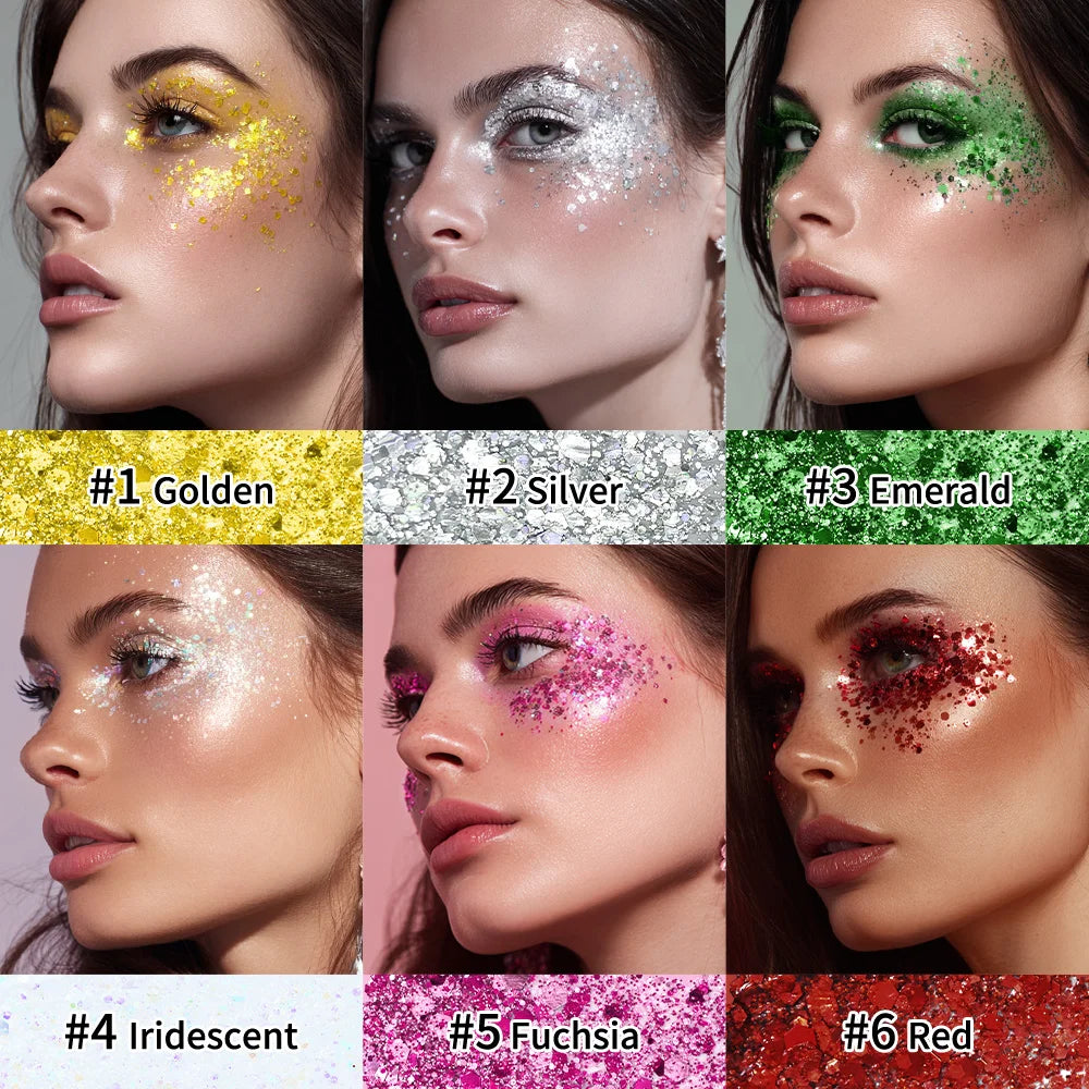 Shiny Glitter Gel Stick Highlighter, Sparkling Sequins Pearl White Pink Eyeshadow, Face Body Brighten Makeup for Stage & Daily L HIP