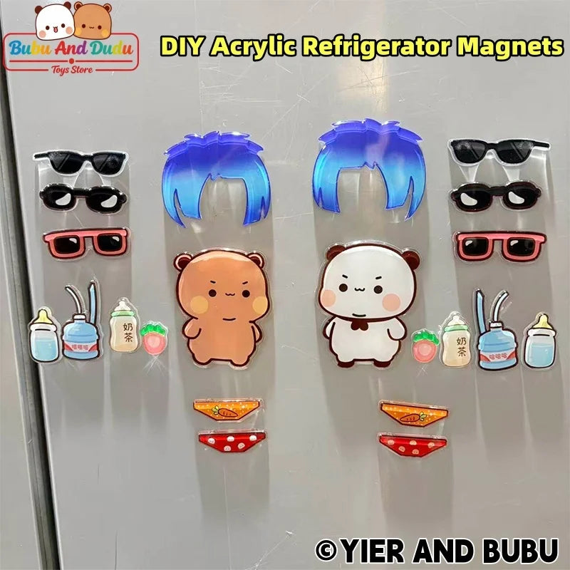 22-Pc Panda Bubu & Dudu Acrylic Fridge Magnets – DIY Set Fridge Magnet Set HIP