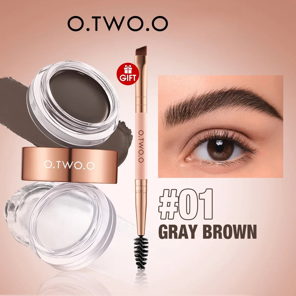 O.TWO.O 2-in-1 Eyebrow Pomade Gel Wax – Waterproof Brow Kit Eyebrow Pomade HIP 01 GRAY BROWN