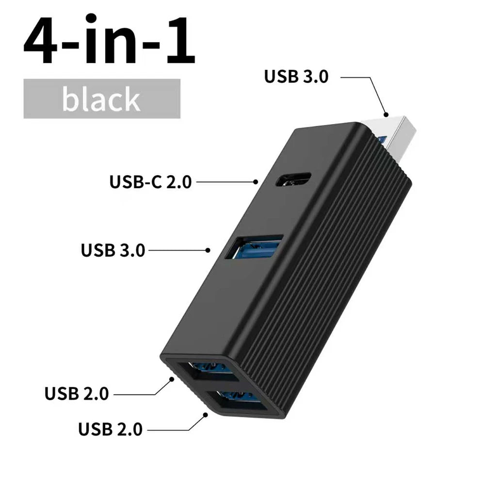 OULLX 4-in-1 USB 3.0 Hub Adapter with Type-C Port – Mini Splitter USB Hub Adapter HIP Default Title