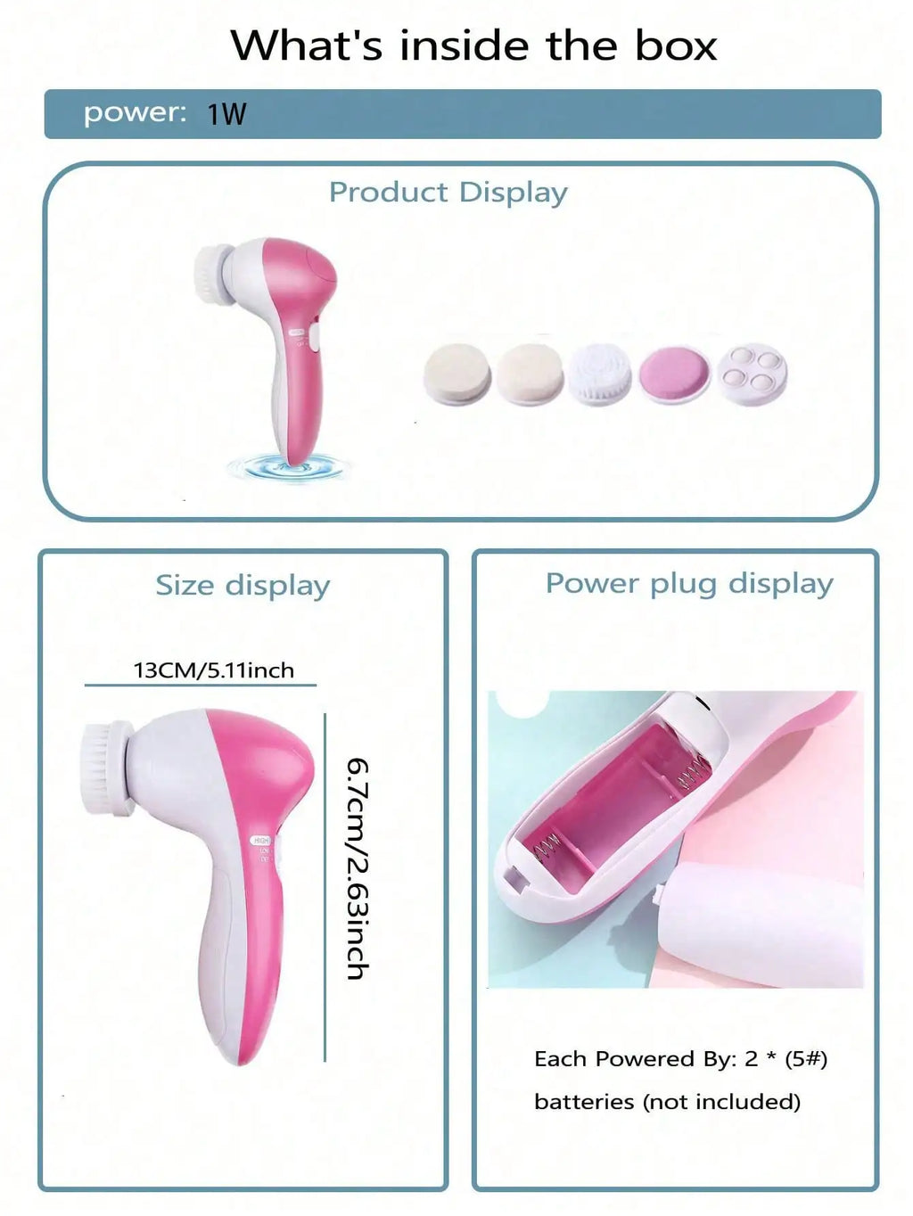 5-in-1 Electric Facial Cleansing Brush & Skin Massager Facial Cleansing Device HIP