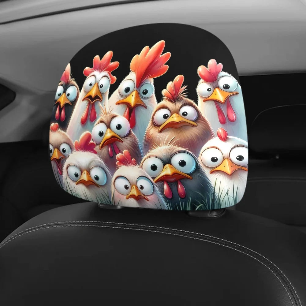 2-Pack Cartoon Chick Car Headrest Covers – Cute Interior Décor Car Headrest Cover HIP