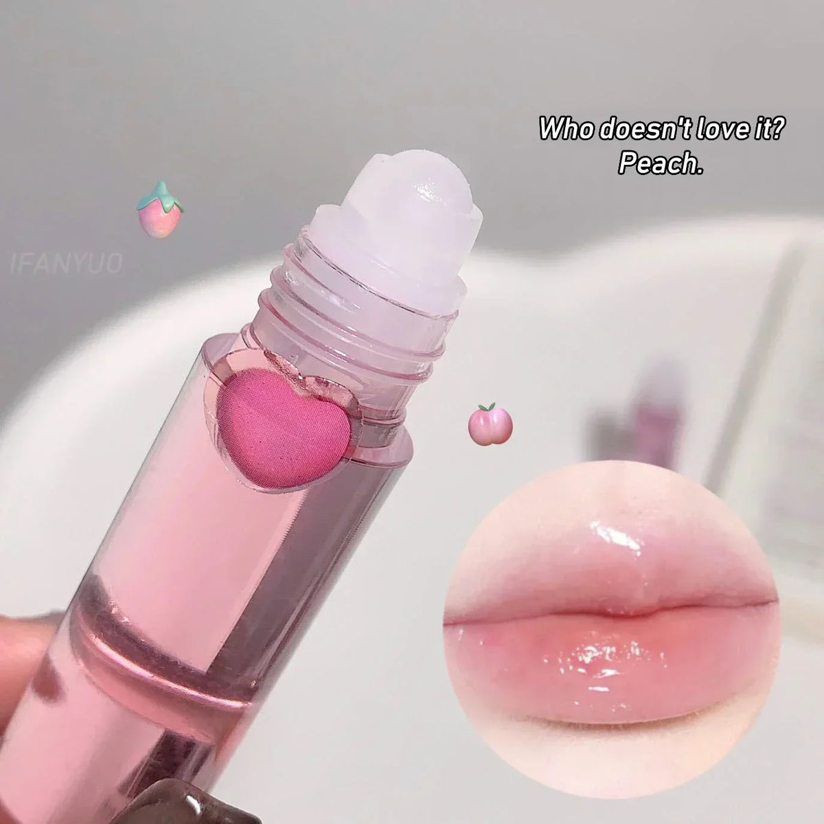 Fruit Rolling Lip Oil Moisturizing Colorless Pearl Liquid Lip Balm Transparent Lips Make Up Primer Hydrating Lip Gloss Cosmetics HIP