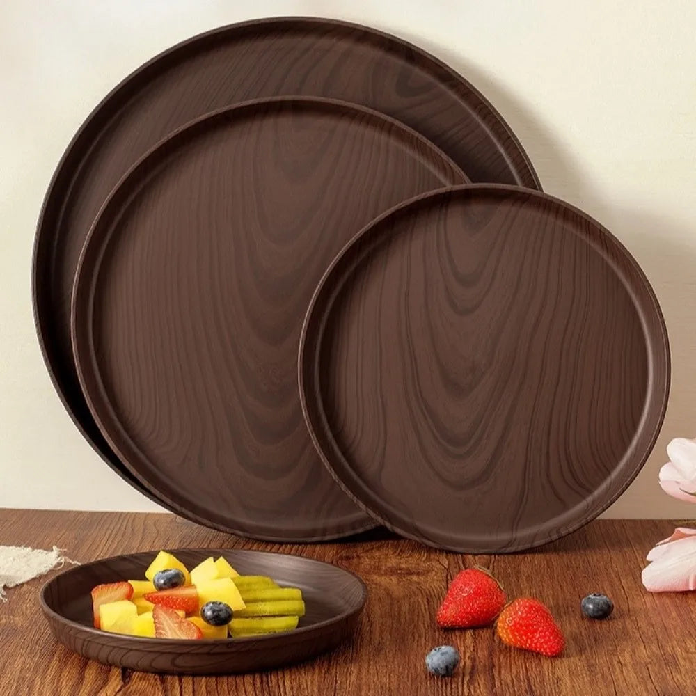 Round Imitation Wood Serving Tray – 4 Sizes | Decorative Decorative Serving Tray HIP