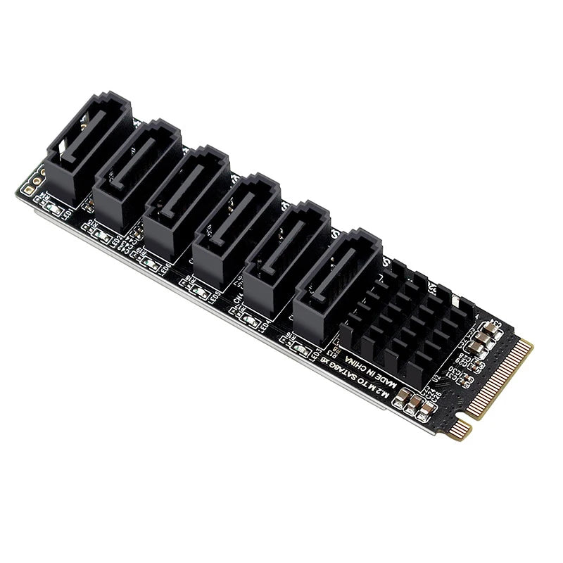 M.2 NVMe to 6-Port SATA 3.0 Expansion Card – PCIe 3.0 x2 SATA Expansion Card HIP