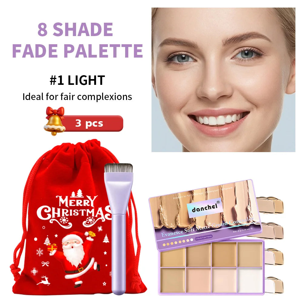 8 Shades Soft Matte Cream Concealer Palette With Brush Full Coverage Waterproof Long Lasting Cover Dark Circles Christmas Gift HIP air and brush