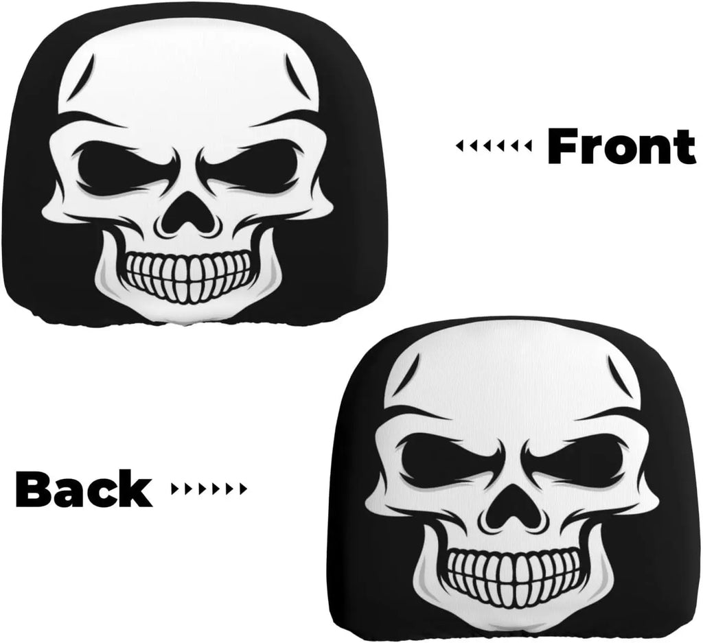 2-Pack Halloween Skull Car Headrest Covers – Universal Fit Car Headrest Cover HIP