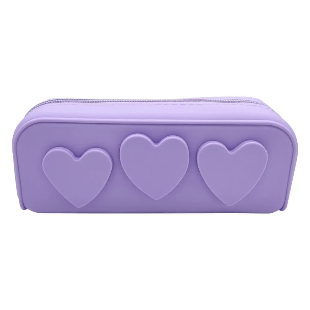 Heart Silicone Zip Bag – Reusable Makeup Brush Holder Silicone Cosmetic Bag HIP purple