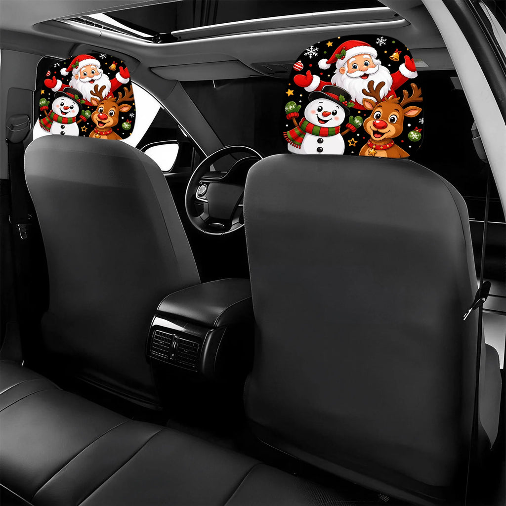 2-Pack Christmas Car Headrest Covers – Santa, Snowman & Reindeer Car Headrest Covers HIP
