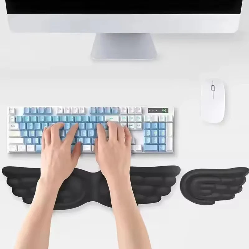 Angel Wing Memory Foam Wrist Rest – Keyboard & Mouse Set Ergonomic Wrist Rest HIP