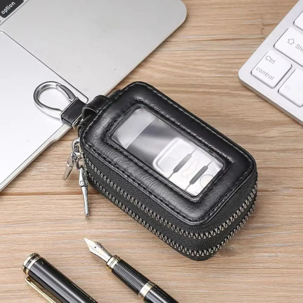 PU Leather Car Key Case – Double-Layer Cowhide Organiser Leather Key Case HIP