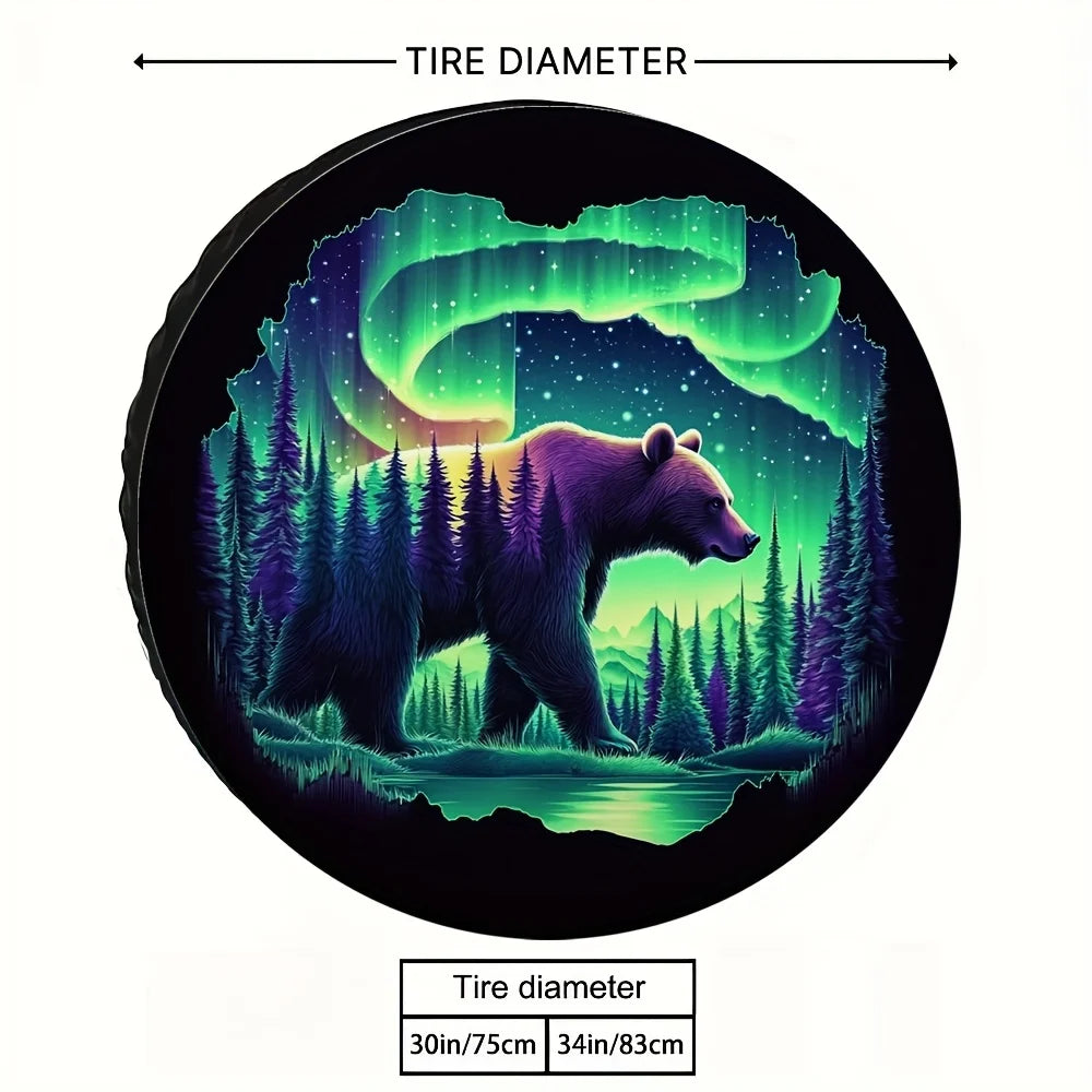 Waterproof Spare Tire Cover – Northern Lights & Bear Print Spare Tire Cover HIP