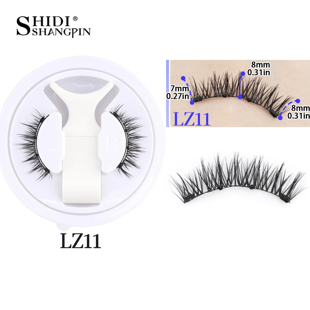 SHIDISHANGPIN 1 Pair Reusable Magnetic Eyelashes Tweezers Set Handmade 3D Natural False Eyelashes and Magnetic Tweezers Set HIP LZ11