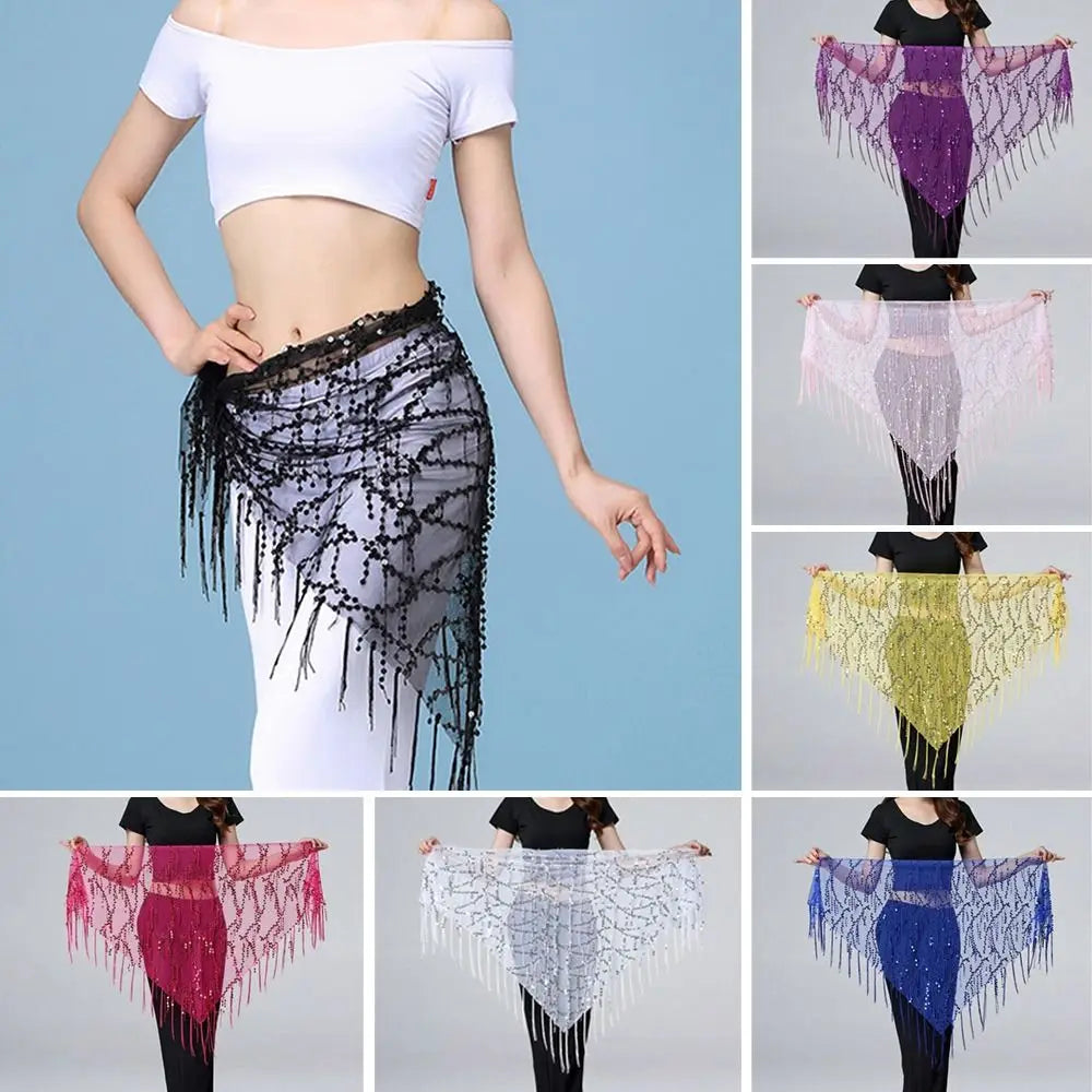 Sequin Tassel Belly Dance Hip Scarf – Women's Waist Belt Dance Hip Scarf HIP