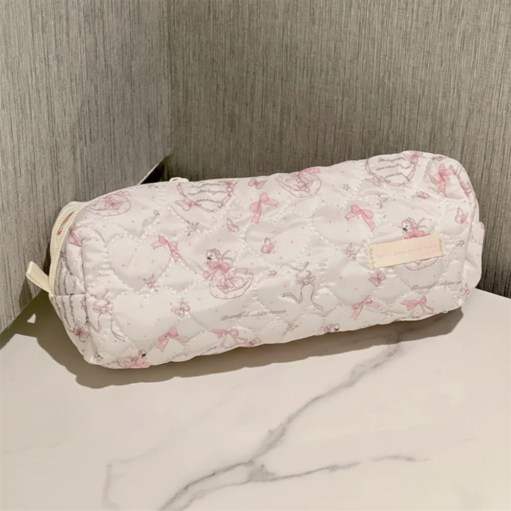 Pink Swan Quilted Pencil Case – Large Capacity Kids Pen Pouch Quilted Pencil Case HIP Pink