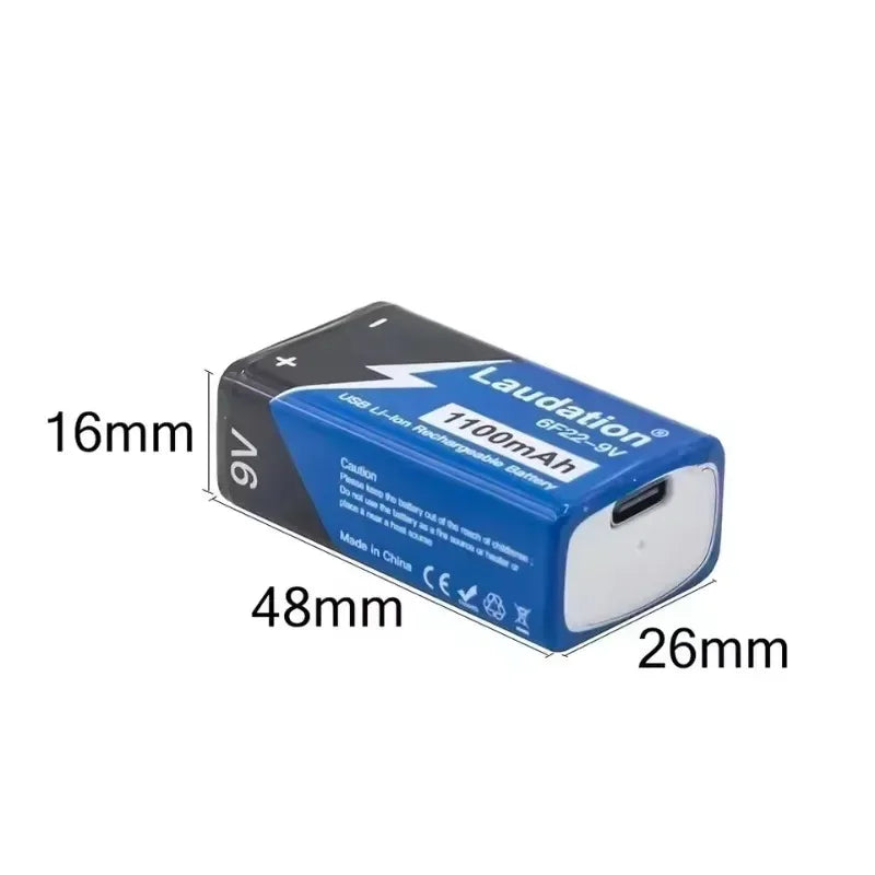 SUYIJIA 9V 1100mAh Li-Ion Rechargeable Battery Type-C USB Rechargeable Battery HIP