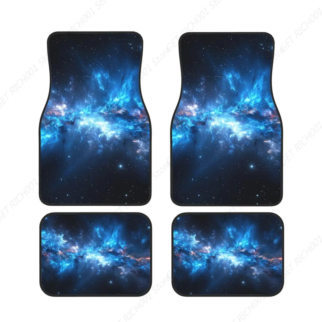Blue Galaxy Car Floor Mats Set of 4 – Front & Rear Car Floor Mat Set HIP Black one size
