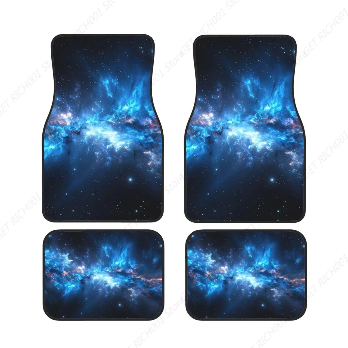 Blue Galaxy Car Floor Mats Set of 4 – Front & Rear Car Floor Mat Set HIP Black one size