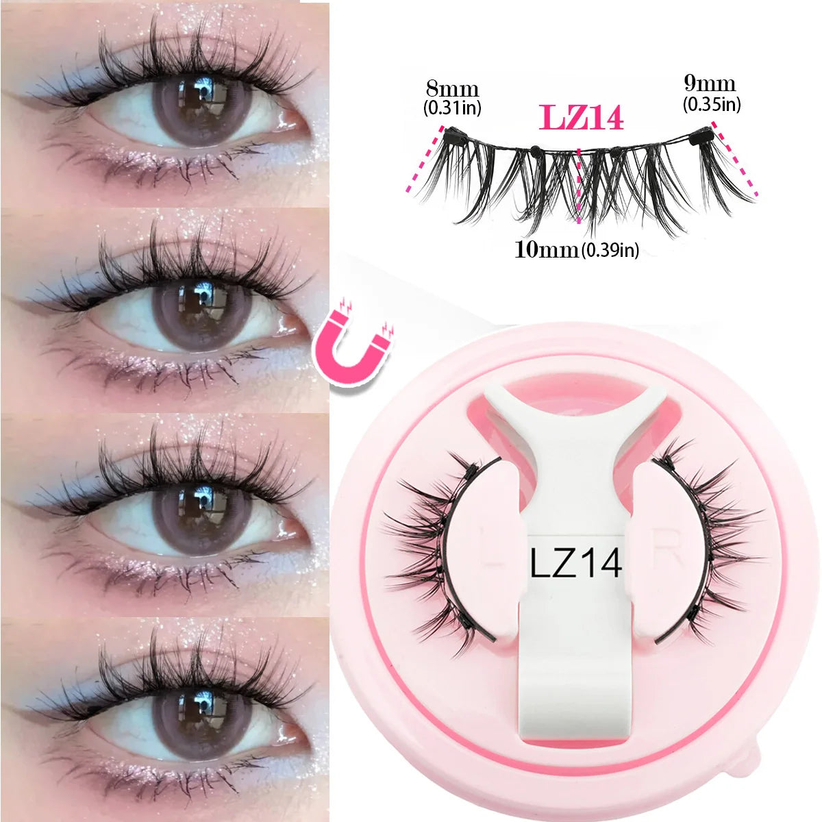 YSDO Magnetic Eyelashes Glue-free False Eyelashes Natural Eyelash Manga Lashes Soft Magnetic False Eyelashes Daily Makeup Tool HIP LZ14