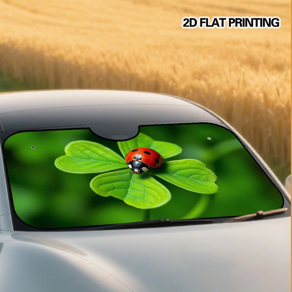 Ladybug Clover Car Windshield Sunshade – Universal Fit Car Windshield Sunshade HIP
