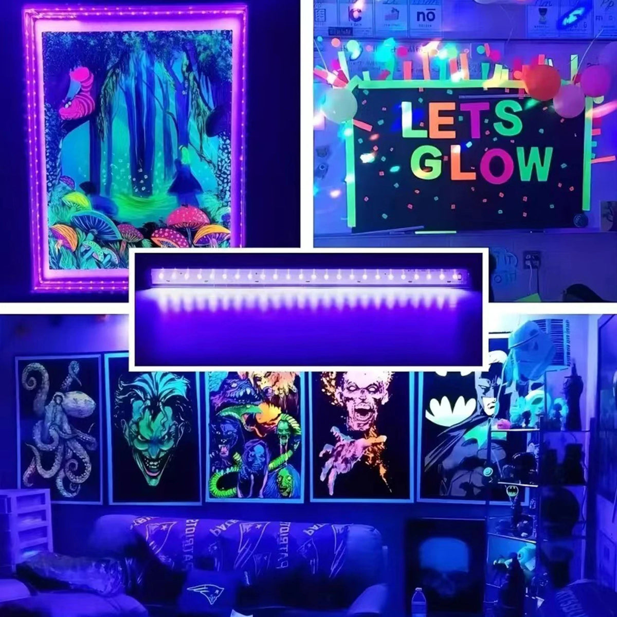 2 Packs LED UV Blacklight UV Lamp Bar Stage Blacklight Tube Portable UV Light for Fluorescence Detection LED Party Light HIP