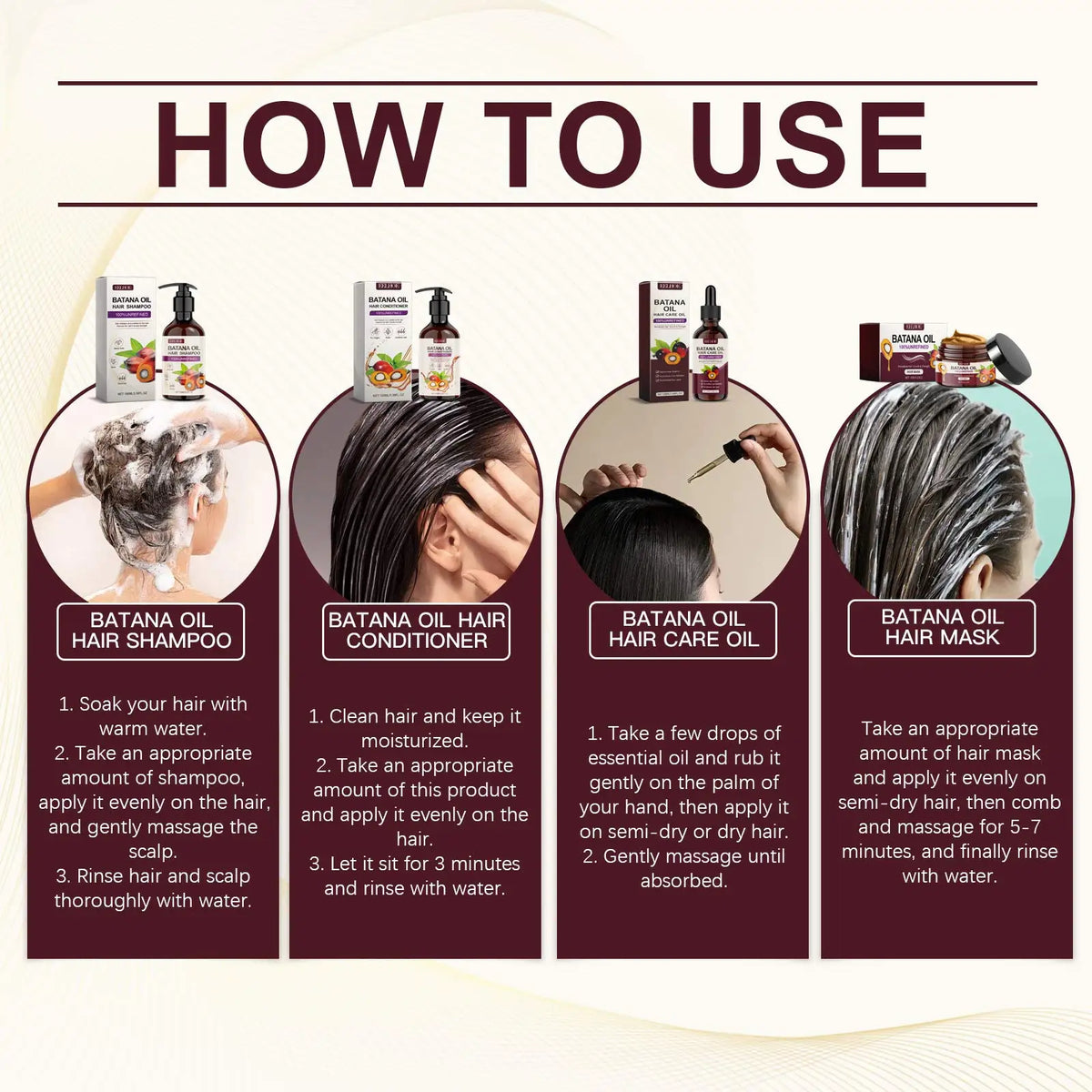 4-in-1 Hair Care Set – Shampoo, Conditioner, Mask & Oil Hair Care Kit HIP