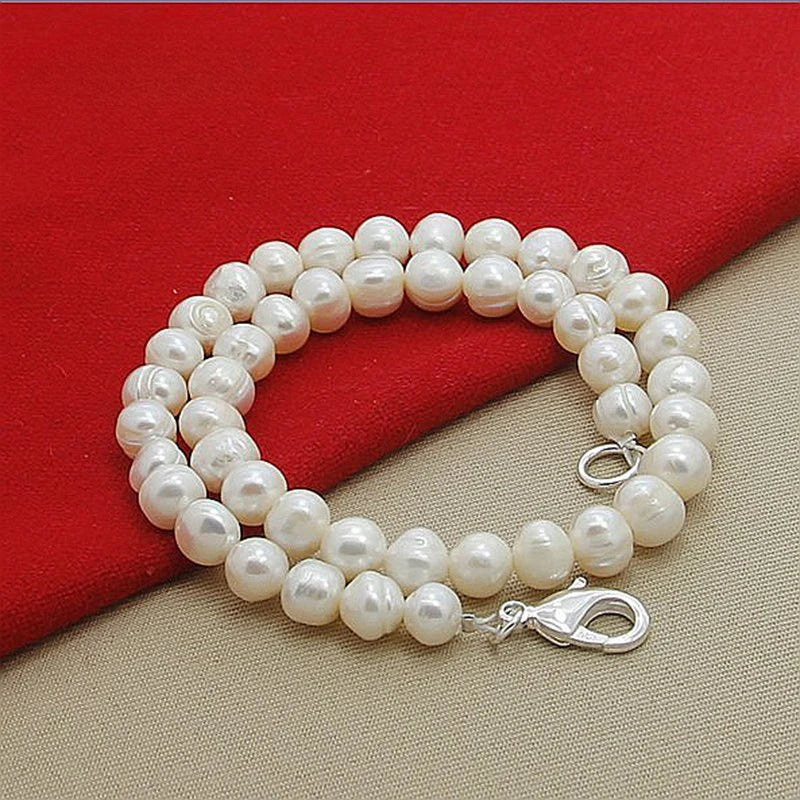 High Quality Fashion Long Pearl Necklace Natural Freshwater Pearl 925 Silver Jewelry For Women Statement Necklace N097 HIP