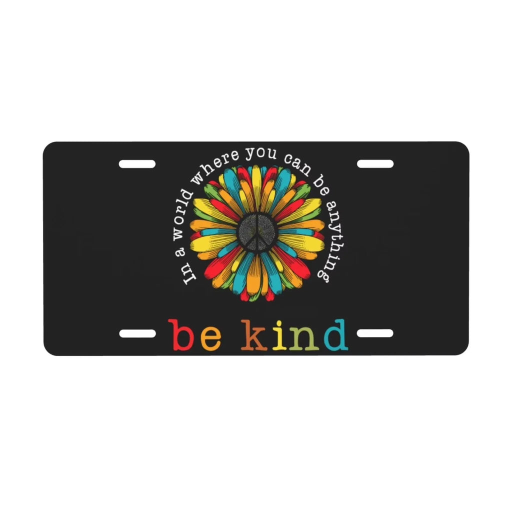 Be Kind Flower Peace Sign Aluminum Vanity License Plate Vanity License Plate HIP