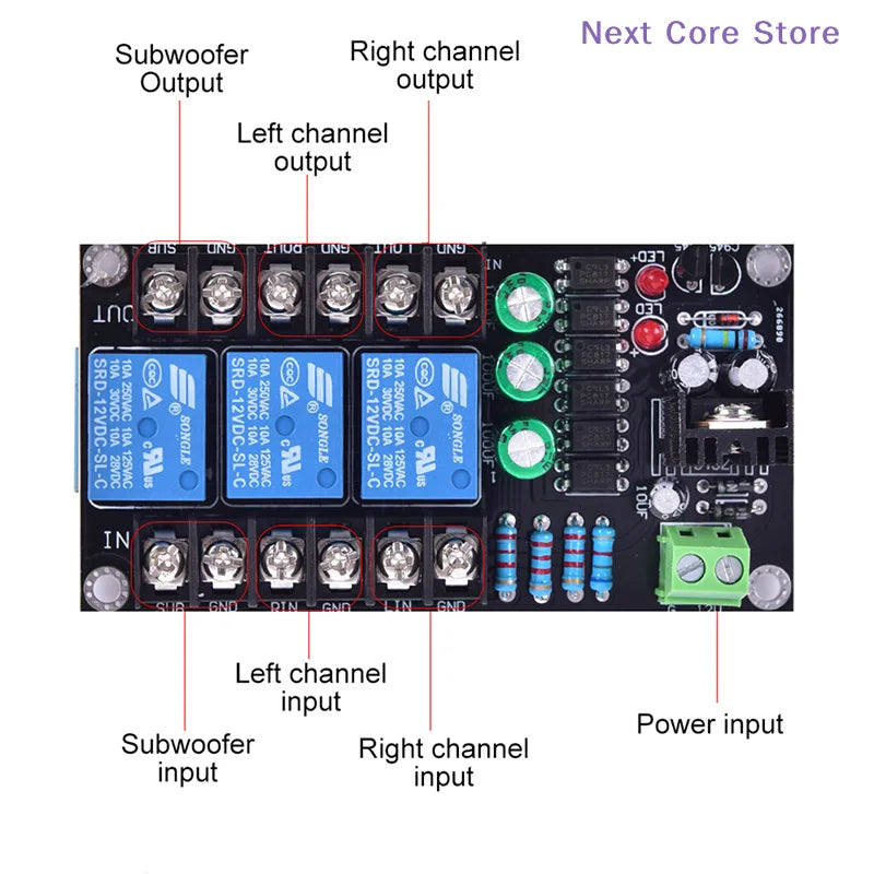 300W 2.1 Channel Speaker Protection Board – Relay Module Speaker Protection Board HIP